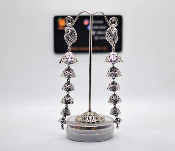 Silver Peacock Jhumka